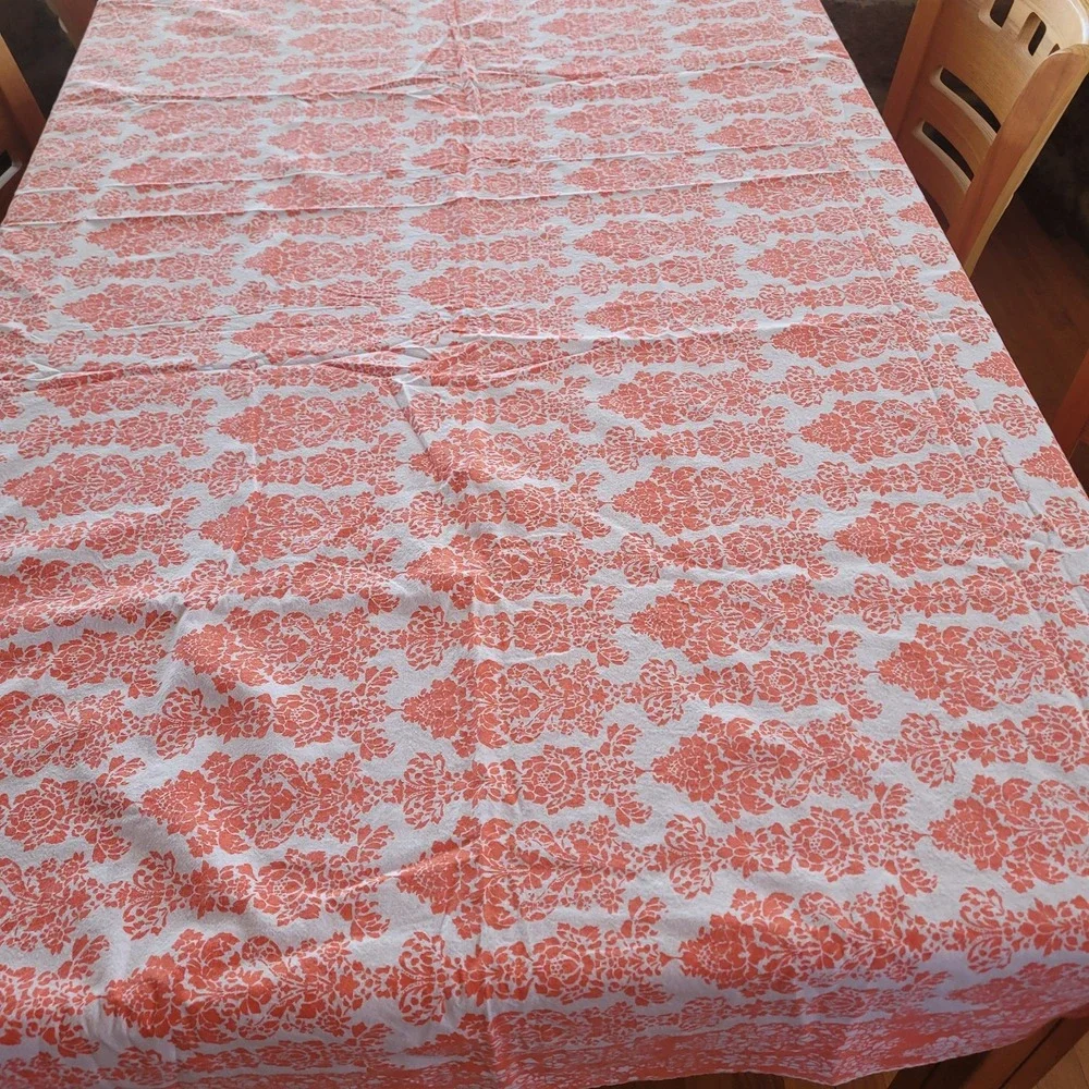 78x60 Nicole Miller Orange Floral Tablecloth 4 Cloth Striped Napkins Spring